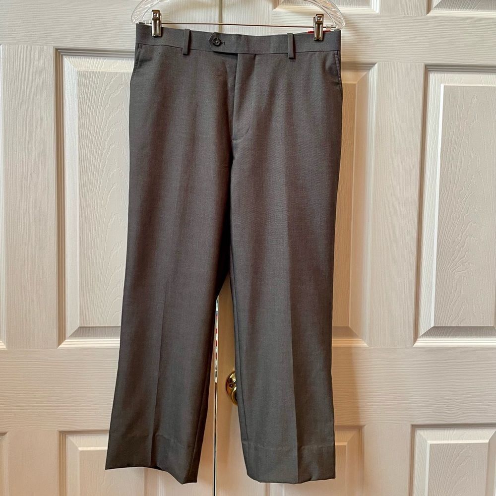 SILVER ADOLFO SLIM FIT FLAT FRONT PANTS 34W 30L NWT